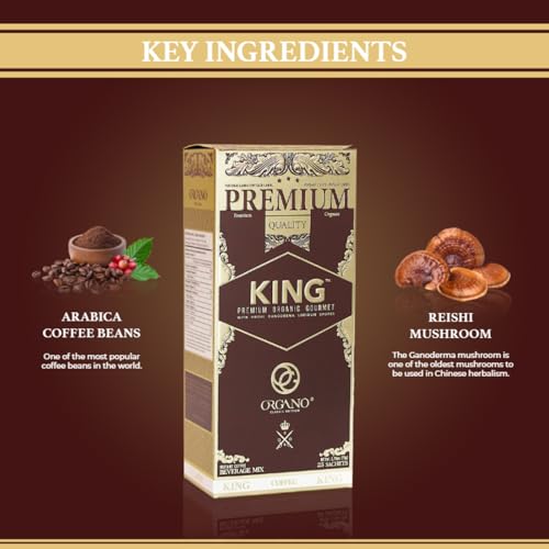 Organic King of Coffee Instant Coffee with Ganoderma Lucidum - Classic Roast, 25 Sachets