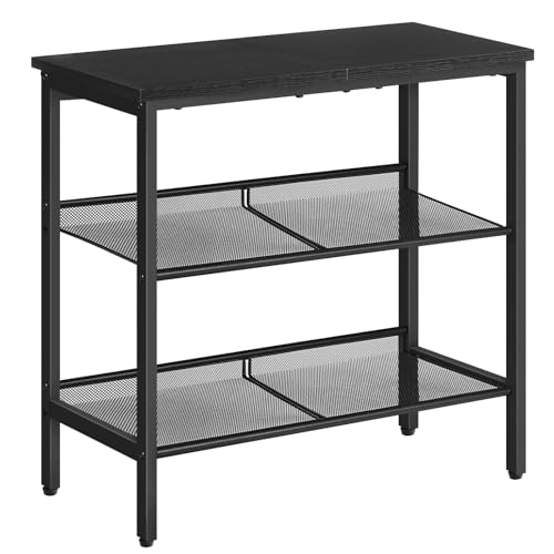 Black 3-Tier Metal Side Table with Adjustable Shelves - Small Space Nightstand