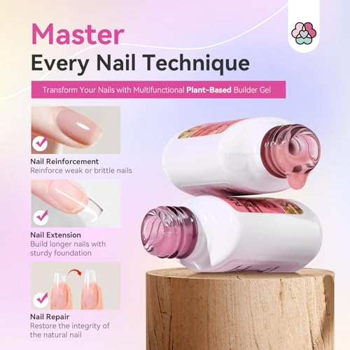 SAVILAND 24-Color Builder Nail Gel with Castor Oil & Vitamin E - Hard Gel for Nails, Strengthening & Extension, Self-Leveling, Long-Lasting