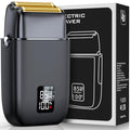Electric Razor for Men Face, Electric Shavers for Men, Cordless Portable Rechargeable Waterproof Foil Shavers with LED Display, Three Speeds, Travel Lock for Face and Beard Trimmer (Black)