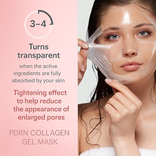 Salmon DNA PDRN Collagen Face Mask ? Korean Face Mask for Glass Skin ? Collagen Face Masks Skincare Overnight Hydrogel ? Firming, Hydrating Face Masks, Pink Collagen Mask 4-Pack