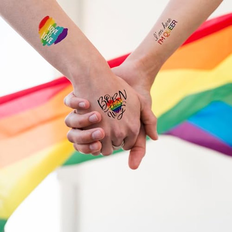 256PCS Pride Day Rainbow Tattoos ? Love Gay LGBT Flag Stickers Parades Party Favors Supplies Decorations