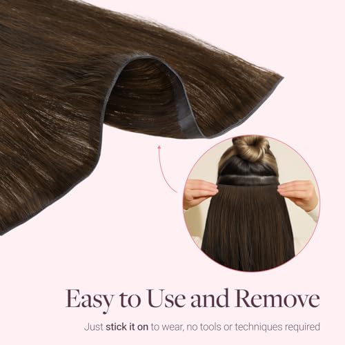 Tape In Weft Hair Extensions - 20 Inch 60g Chocolate Brown, DIY Seamless Blend