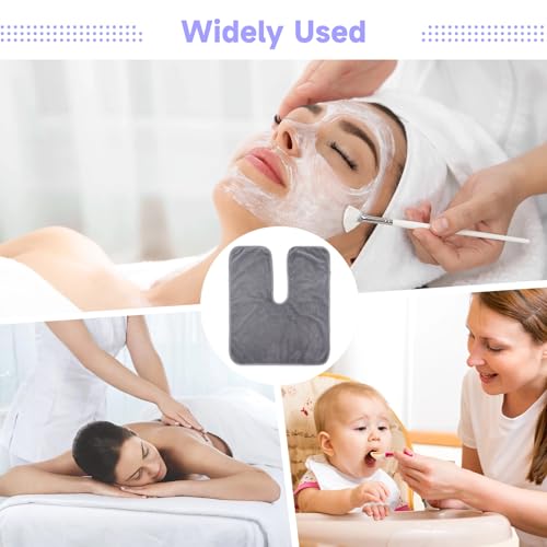 Gray U-Shaped Coral Fleece Facial Towels 12PCS Salon Spa Cleansing Cloths