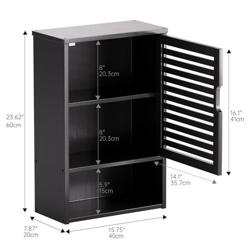 Black Wall Mounted Bathroom Storage Cabinet with Adjustable Shelf