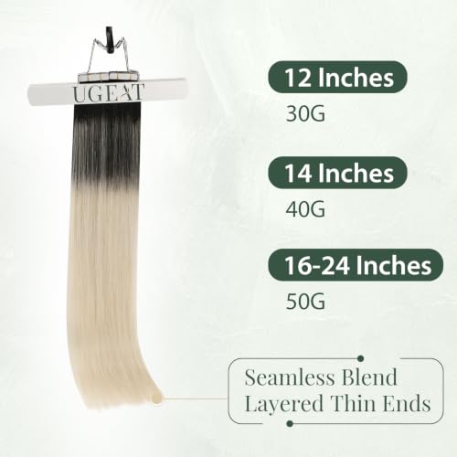 Tape in Hair Extensions Human Hair Black Ombre 12 Inch 30G 20PCS - Variation 2.#1B60A / 12in