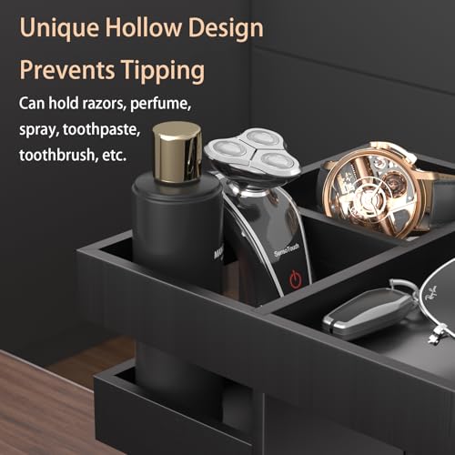 Black 360° Rotating Perfume & Grooming Organizer Stand - Large Wood Vanity Storage