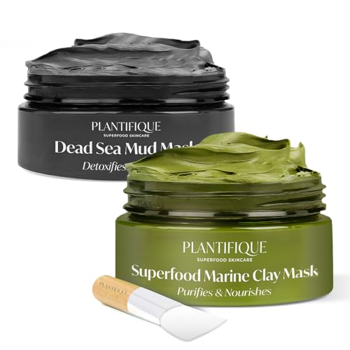 PlantifiQUE - Face and Body Mud Mask with 7 Superfoods, Detoxifies, Cleanses, Moisturizes, Improves Skin Elasticity and Tone