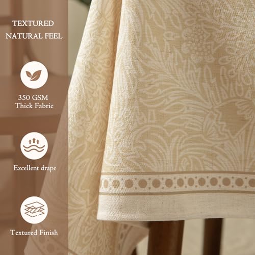Acanthus Designer Linen Rectangular Tablecloth 63x106 Inches - Vintage Floral