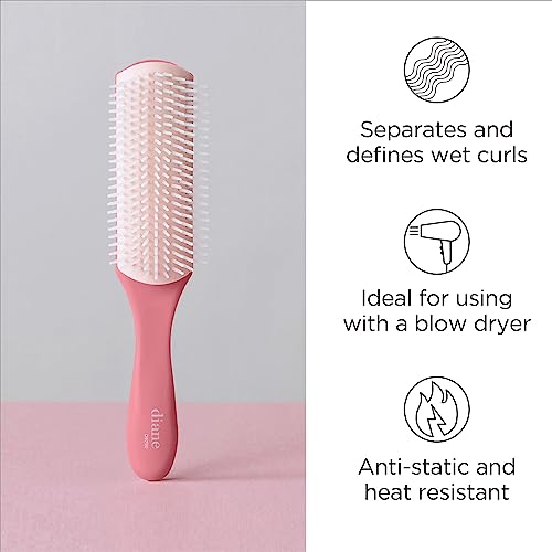 Diane Pro Nylon Pin Styling Hair Brush for Detangling, Separating, Shaping and Defining Wet Thick or Curly Hair, Glides Through Tangles with Ease (Pack of 2)