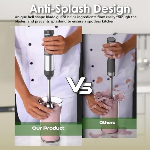 Grey 5-in-1 Cordless Hand Blender with Rechargeable Battery & Multi-Functional Attachments