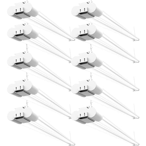 Sunco 10 Pack 4ft LED Shop Lights Linkable White 40W (150W Equivalent) - Commercial Grade, Frosted Cover, Easy Install