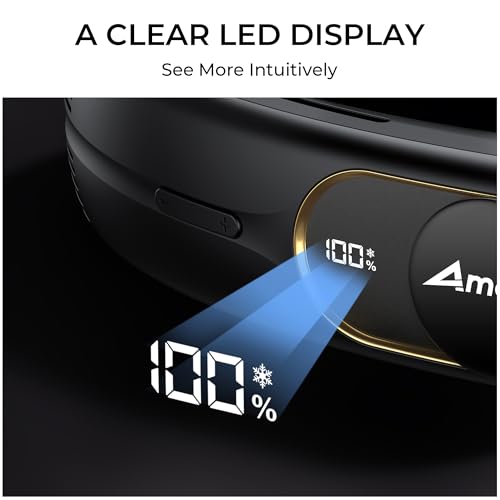 AMACOOL Portable Neck Fan with Ice Cooling Plate, 5000mAh, 3-Speed, Black