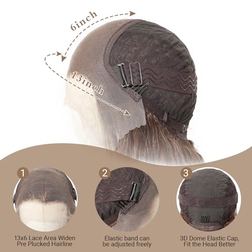 Long Wavy Lace Front Wig 28 Inch Caramel Brown Highlighted Synthetic Hair