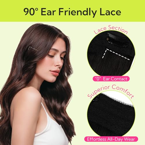 Hotbanana Invisible Wire Hair Extensions 12 Inch Balayage Natural Black to Chestnut Brown - 70g, Quick Wear & Reusable