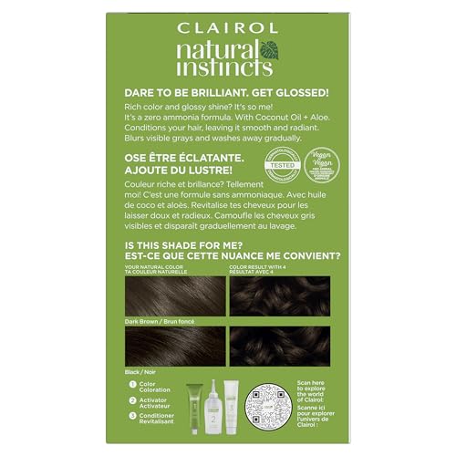 Hair Dye Kit - Demi-Permanent, 4 Dark Brown, 3 Pack - Natural Instincts