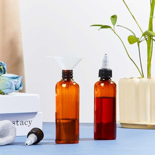 3 oz Amber Hair Oil Applicator Bottles - 36 Pack with Funnels and Twist Caps