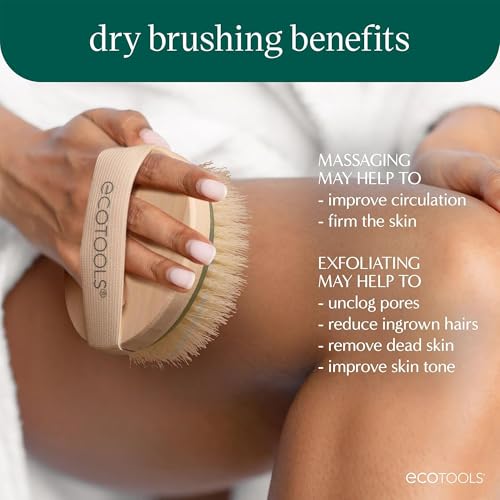 EcoTools Dry Body Brush 4-Pack ? Exfoliating Body Scrubber for Dead Skin Removal, Cellulite Massage, Circulation
