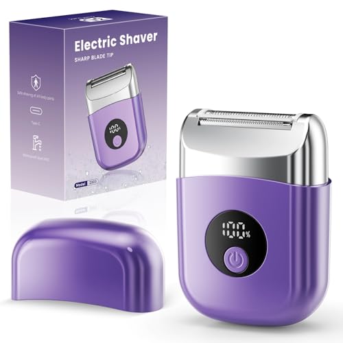Cordless Electric Razors for Women, Travel Electric Shaver with LED Display, IPX7 Waterproof Wet Dry, Rechargeable Body Trimmer Shaver for Pubic, Face,Bikini,arms, Legs