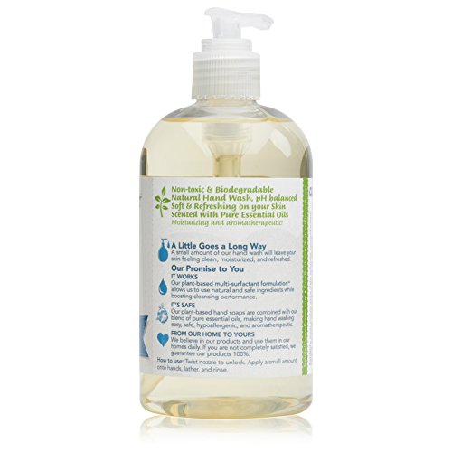 Natural Flower Power Liquid Hand Soap - Lemongrass, Plant-Based, Sulfate-Free, 3 x 12 oz