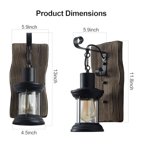 Farmhouse Wall Sconces 2 Pack Rustic Indoor Wall Lights with Clear Glass - NDDSWM