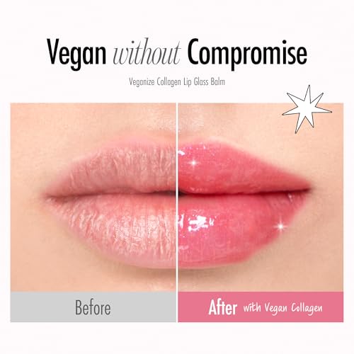 self beauty Veganize Collagen Lip Glass Balm - Hydrating Lip w/Hyaluronic Acid - Vegan Korean Lip Balm Moisturizing Lip Care ? Lip Gloss Repair for Dry Cracked Lips 0.06 oz (#8 Dried Rose)