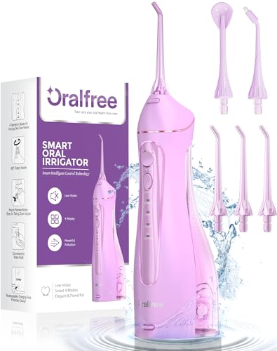 Oralfree Purple Water Dental Flosser - Cordless Rechargeable Oral Irrigator for Teeth Cleaning