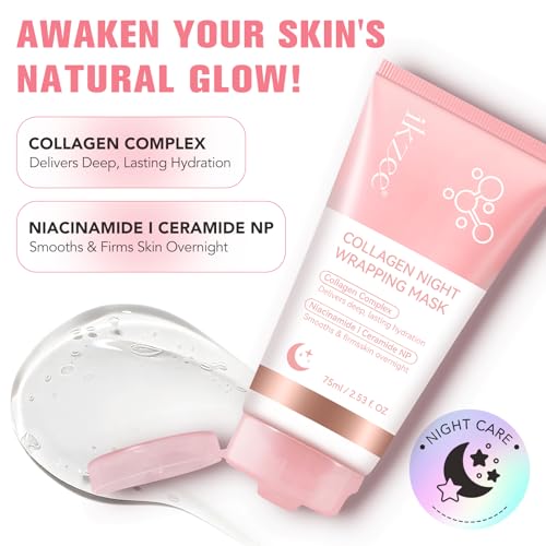 Collagen Night Wrapping Mask, Collagen Overnight Peel Off Facial Mask, Hydrolyzed Collagen Face Mask