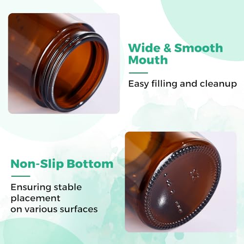 Jarsoph 4OZ Amber Glass Jars with lids, 36 Pack Empty Cosmetic Jars, Refillable Airtight Wide Mouth Container for DIY, Sample, Cream, Lotion, Candle Making, Powder, Cosmetic
