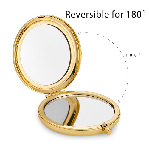 QUSTGO Gold 12-Pack Compact Travel Makeup Mirrors 2-Sided 1X/2X Magnification