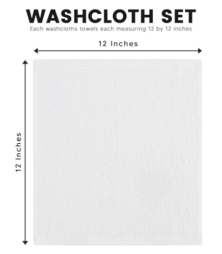 Premium 24 Pack Cotton Washcloths - Soft & Absorbent Face & Body Cloths