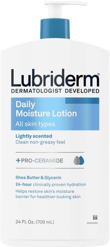 Lubriderm Daily Moisture Lotion + Pro-Ceramide (Normal to Dry Skin, 24 Fl Oz Pack of 2) – Shea Butter & Glycerin