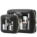BOYATU Clear Makeup Bag Cosmetic Case: Small Make up Bags for Purse - TSA approved Toiletry Bag for Women - Waterproof Travel Pouch with Zipper - Cute Makeup Organizer Skincare Bag for Car (Black)