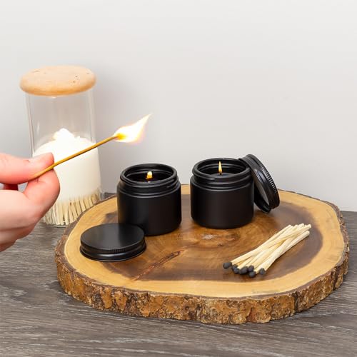 Black Glass Cosmetic Jars Set of 12 - 2 oz Matte Finish with Metal Lids