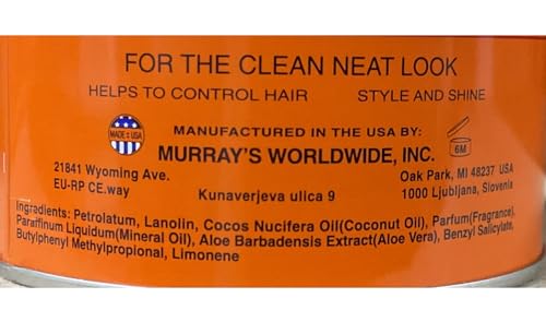 Murray's Light Pomade & Hair Dressing 3 oz - Pack of 6 for Shine & Control