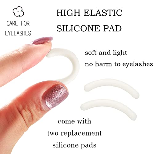 Uranian Eyelash Curlers with Built-in Comb Beauty Eyelashes Curlers Eyelash Cliper with 2 Replacement Silicone Refill Pads Premium Lash Curler Makeup Tool for Women and Girls (1 Pink-White Comb)