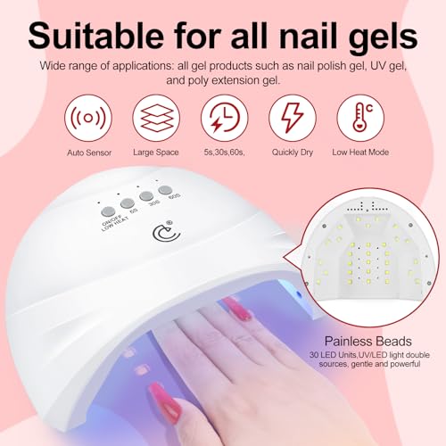 COSCELIA 53ps Gel Nail Polish Kit with U V light and Drill Starter Kit 35 Fall Colors Gel Polish 5pcs Top Base Coat LED Lamp Nail Art All Seasons Gel Manicure Kit Gifts for Women