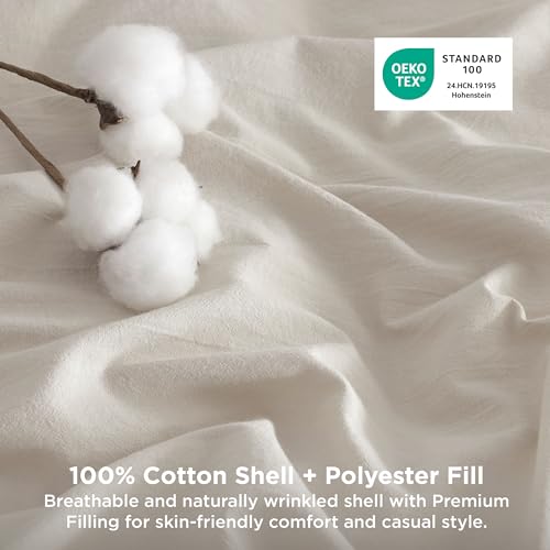 Linen Cotton Comforter Set King Size Prewashed Cozy & Soft - Linen Color