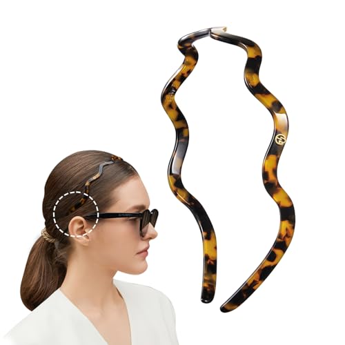 Tortoise Wavy Glasses Headband for Women Eyewear Friendly No Headache Hair Accessory