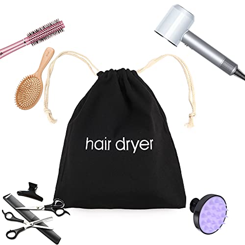 8 Pack Travel Hair Dryer Bags - Drawstring Storage Containers for Bathroom & Travel (Black)