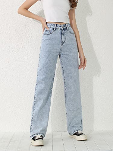 SweatyRocks Girls' Casual Light Wash Jeans - 9 Years