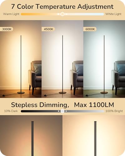 Dimmable 57.5-Inch Floor Lamp with Remote & Foot Switch - Black