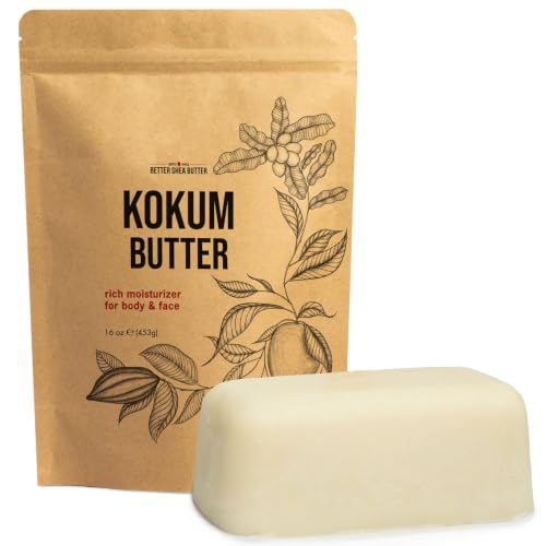 Unrefined Kokum Butter Block - 16 Oz Pure Unscented Skin & Hair Moisturizer