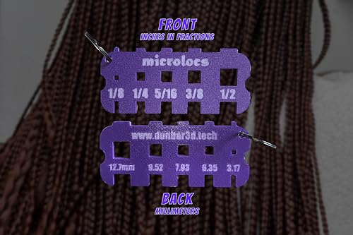 Microlocs Sizing Tool for Locs - Pink Hair Measuring Ruler with Imperial & Metric Scales - Finger Grip & Keyring - Variation of THIS listing