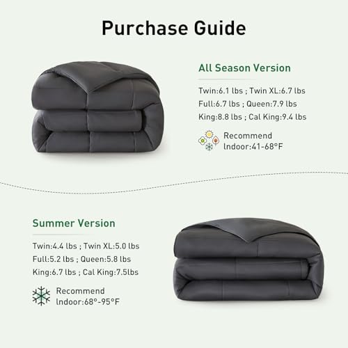 All Seasons King Size Bamboo Viscose Comforter - Hypoallergenic Cooling Duvet Insert - Grey (102x90)