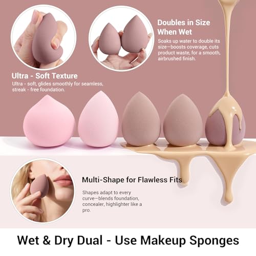 MAANGE Makeup Brush Set 51 PCS Professional Makeup Brushes for Foundation Powder Concealers Eye shadows Blending Blush Travel Make up Brush Kit (Pink)