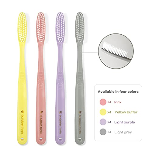 16 Pack Long Head Toothbrushes for Better Cleaning | Dr.Golden Turtle