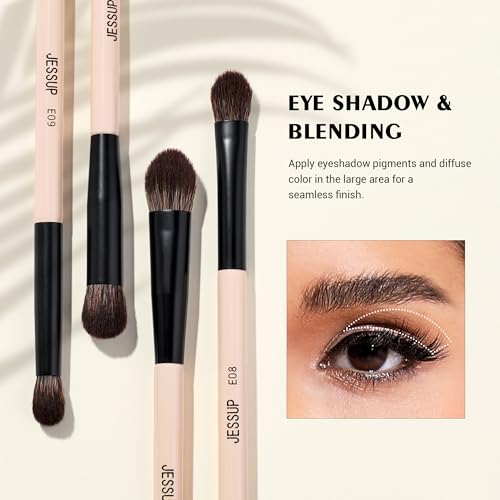 Jessup Makeup Brushes 5Pcs Eye Brush Set D-Peach Dust - Double Ended Vegan Fiber