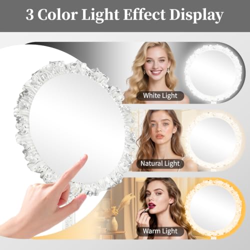 MOUIND 12-Inch Lighted LED Makeup Mirror with 3 Color Modes & Dimmable Brightness - Size 12"x12"