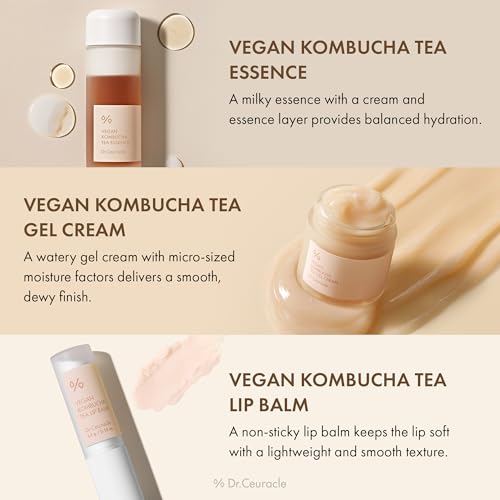 Dr.Ceuracle Vegan Kombucha Tea Essence and Gel Cream - Korean Skincare Gift Set for Holiday (Special Set)